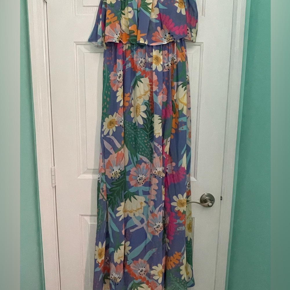 NWOT Red Dress strapless purple floral maxi dress